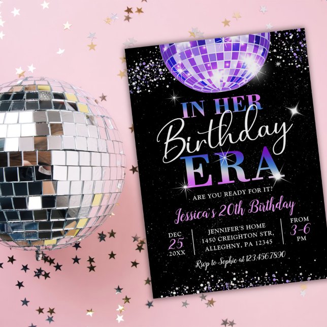 Invitación En Mi Era De Cumpleaños Purple Disco Cumpleaños (Subido por el creador)