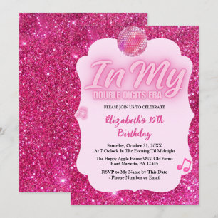 Invitación En Mi Era de Doble Dígitos Cumpleaños 10