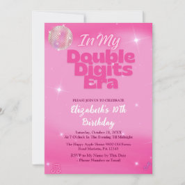 Invitación En Mi Era de Dobles Dígitos Cumpleaños 10 Rosa