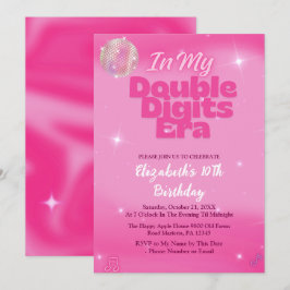 Invitación En Mi Era de Dobles Dígitos Cumpleaños 10 Rosa
