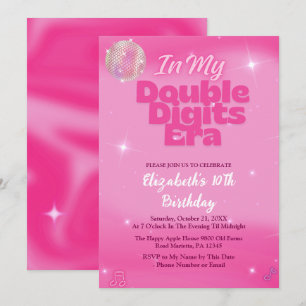 Invitación En Mi Era de Dobles Dígitos Cumpleaños 10 Rosa