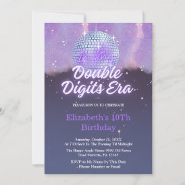 Invitación En Mi Era de Dobles Dígitos Disco Ball Cumpleaños