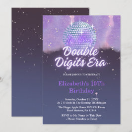 Invitación En Mi Era de Dobles Dígitos Disco Ball Cumpleaños