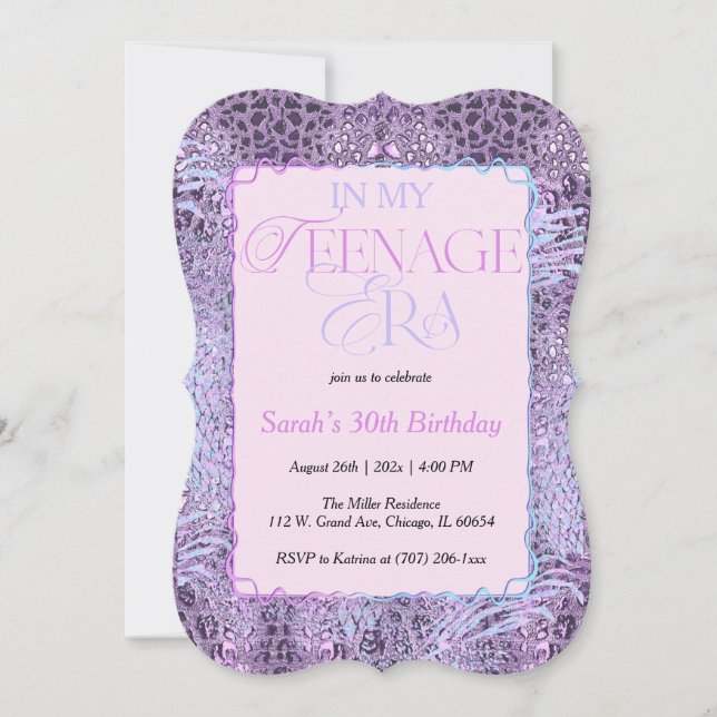 Invitación En mi fiesta de cumpleaños rosado de los 30 años (Anverso)