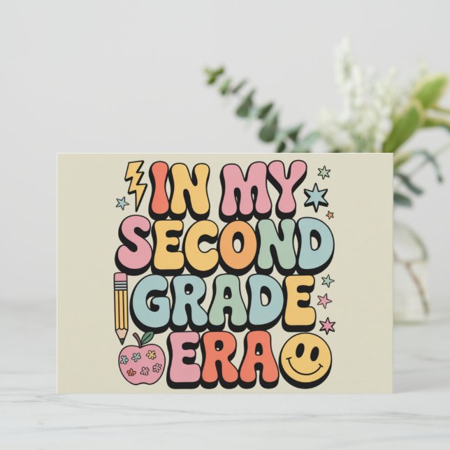 Invitación En mi segundo grado, profesor de segundo grado de  (Anverso de pie)