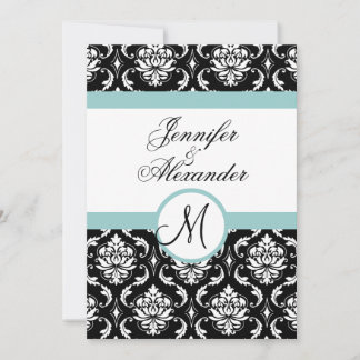 Invitación en monograma a la boda de la damáscara 