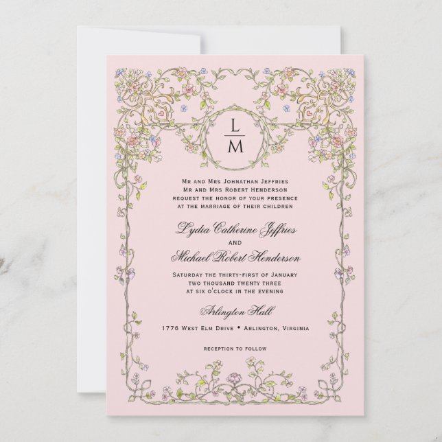Invitación en Monograma de la Antigua Rosa de Parí (Anverso)