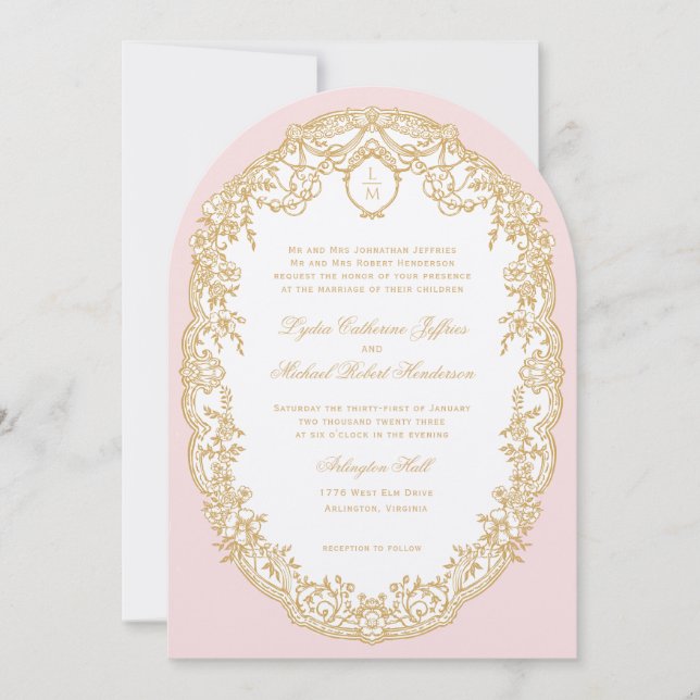 Invitación en Monograma de la Antigua Rosa de Parí (Anverso)