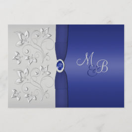 Invitación en Monograma de Plata y Marina
