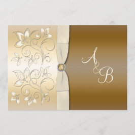 Invitación en monogramo a la flor de marfil y bron