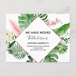 Invitación en movimiento acuarela tropical floral