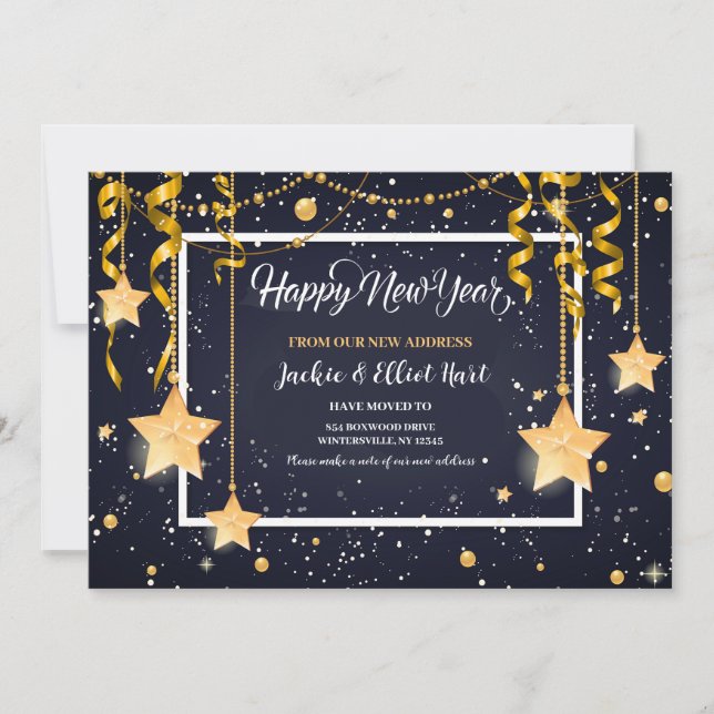 Invitación en movimiento de Año Nuevo Feliz Año Or (Anverso)