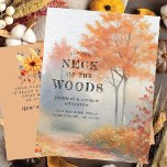 Invitación en movimiento de árboles otoñales<br><div class="desc">Esta encantadora invitación presenta una escena de árboles de otoño acuáticos con las palabras "Nuestro nuevo cuello del bosque" escrito con una letra rústica. Es la manera perfecta de hacer saber a tus amigos y familia sobre tu próximo movimiento y hacerles saber que están invitados a celebrar contigo.</div>
