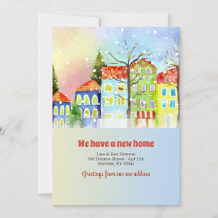 Invitación en movimiento de barrio con nieve