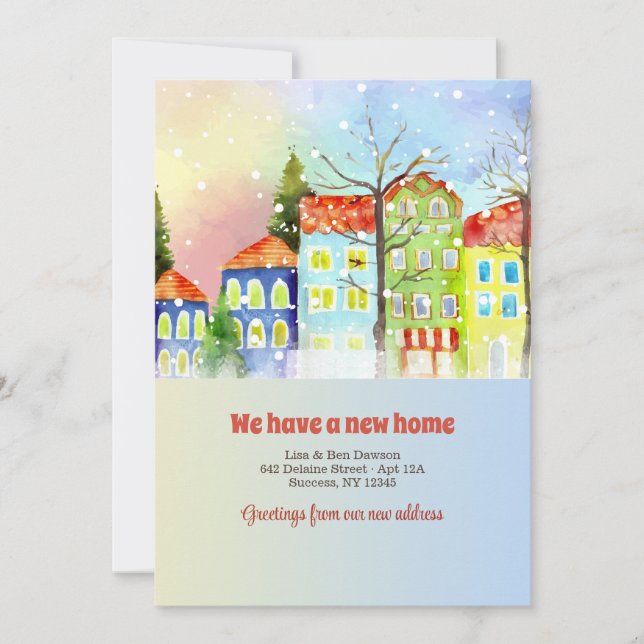 Invitación en movimiento de barrio con nieve (Anverso)