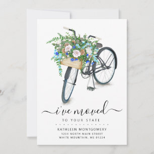 Invitación en movimiento de cesta floral de bicicl