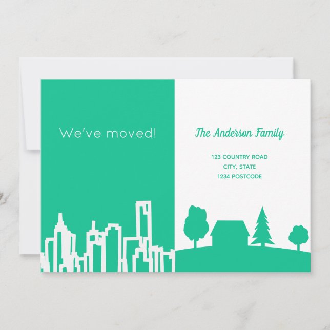 Invitación en movimiento de color blanco verde de  (Anverso)