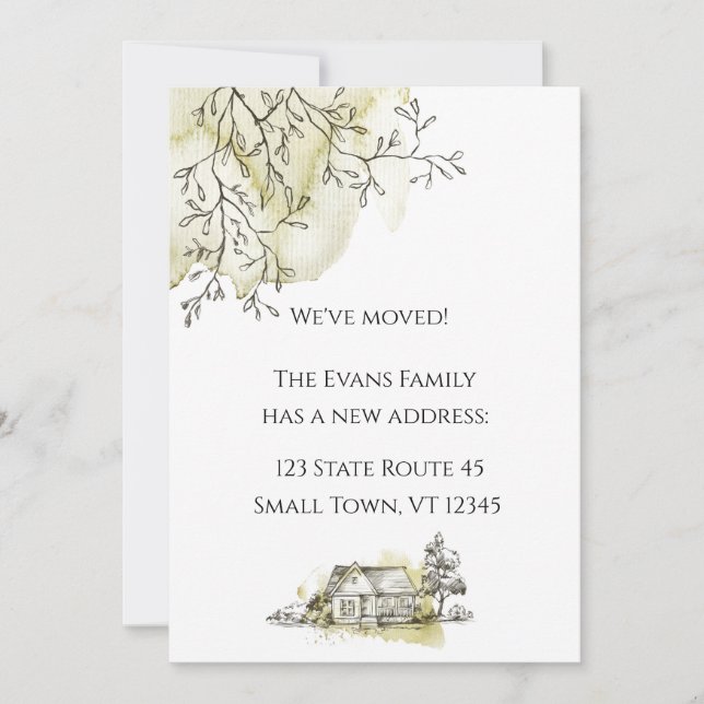 Invitación en movimiento de esbozo de acuarela mod (Anverso)