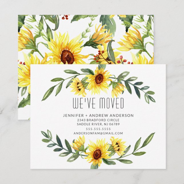 Invitación en movimiento de girasoles alegres (Anverso / Reverso)