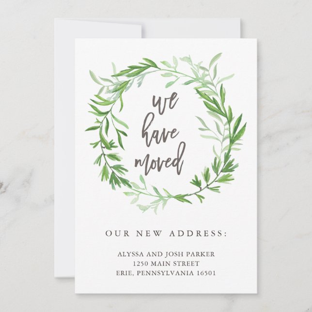 Invitación en movimiento de hojas botánicas verdes (Anverso)