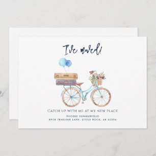 Invitación en movimiento de la bicicleta azul acua