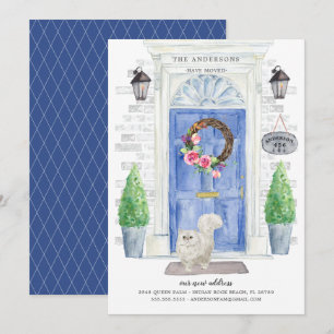 Invitación en movimiento de la puerta azul de gato