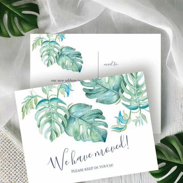 Invitación en movimiento de la vegetación tropical (Palm Beach stationery tropical watercolor palm leaf art by Victoria Grigaliunas Do Tell A Belle)