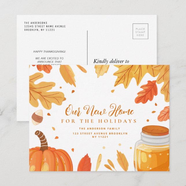 invitación en movimiento de las hojas de otoño (Anverso / Reverso)