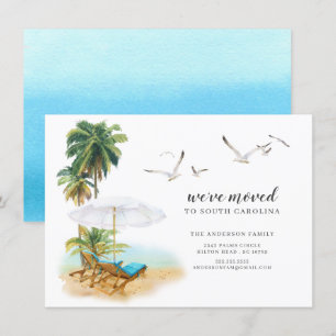 Invitación en movimiento de palmeras de playa