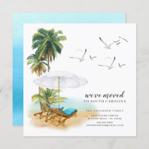 Invitación en movimiento de palmeras de playa