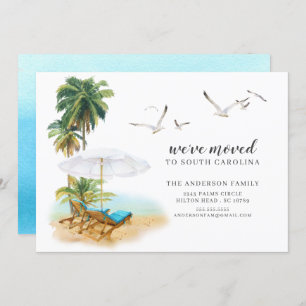 Invitación en movimiento de palmeras de playa