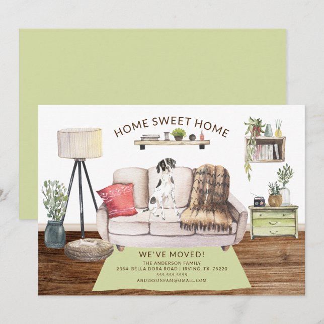 Invitación en movimiento de perro puntero inglés (Anverso / Reverso)