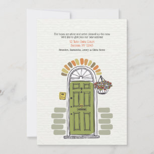 Invitación en movimiento de puertas verdes