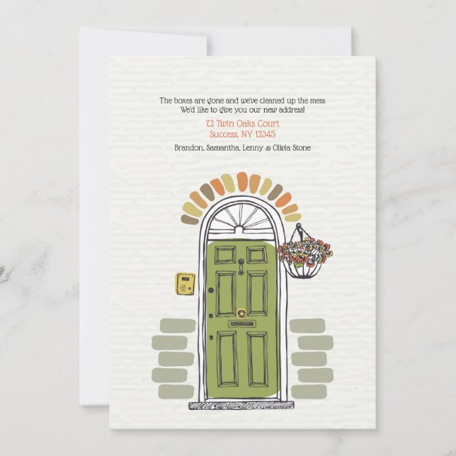 Invitación en movimiento de puertas verdes (Anverso)