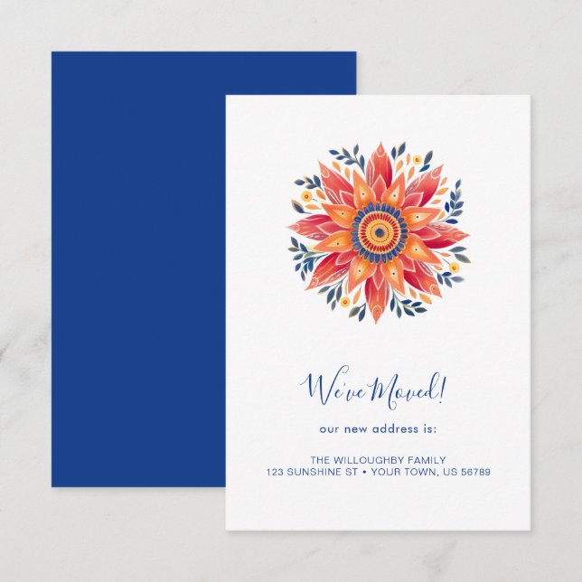 Invitación en movimiento de ráfagas de sol florale (Anverso / Reverso)
