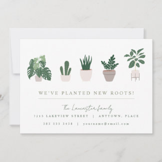 Invitación en movimiento de raíces nuevas plantada