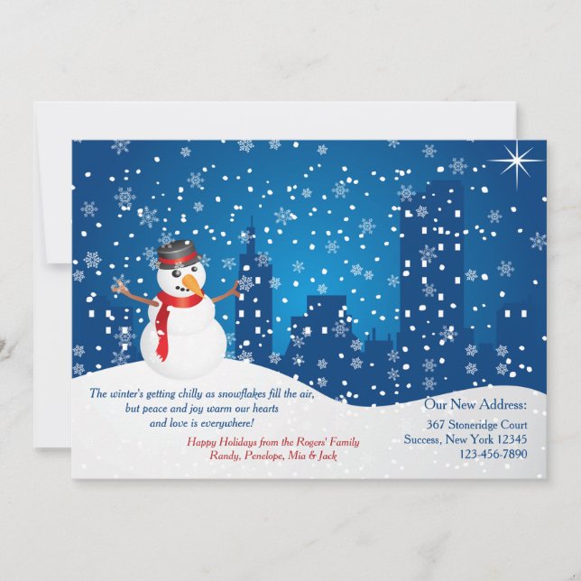 Invitación en movimiento de vacaciones de Snowman  (Anverso)