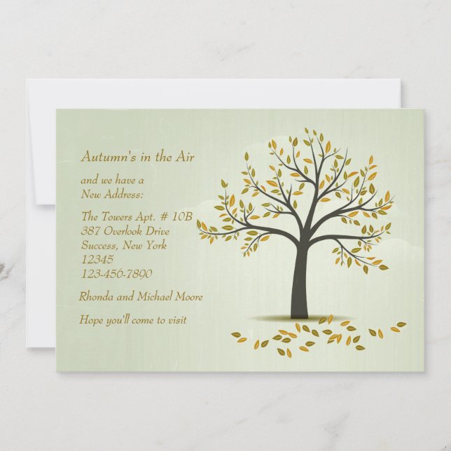 Invitación en movimiento del árbol de otoño (Anverso)