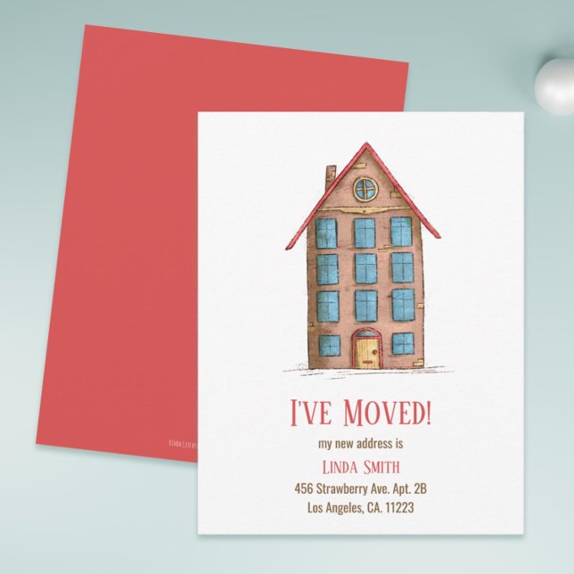 Invitación en movimiento del Edificio de Apartamen (Cute Apartment Building Moving Announcement)