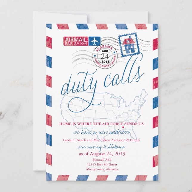 Invitación en movimiento del ejército del Airmail  (Anverso)