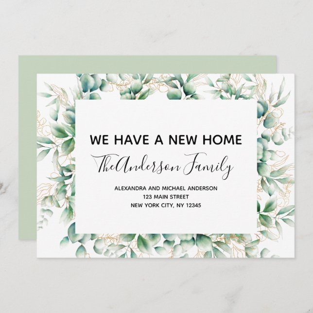 Invitación en movimiento Eucalyptus Greenerenery (Anverso / Reverso)