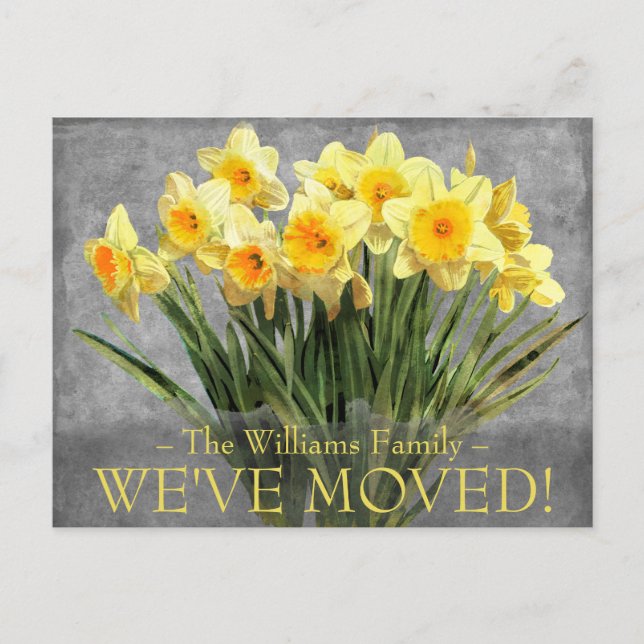 Invitación en movimiento Floral Amarillo Daffodil (Anverso)
