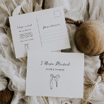Invitación en movimiento minimalista de color negr<br><div class="desc">Estas modernas y elegantes invitaciones en movimiento en blanco y negro presentan un estilo moderno y minimalista,  con escritura a mano y texto clásico que dice "Me he mudado" (se puede cambiar este texto fácilmente). Un arco de cinta dibujado a mano aparece en un ilustracion sutil.</div>