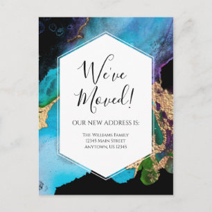 Invitación en movimiento Oro Azul Negro Tinta mode