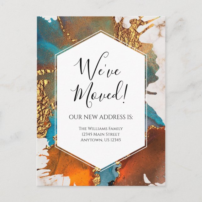 Invitación en movimiento Tinta de mármol azul de o (Anverso)