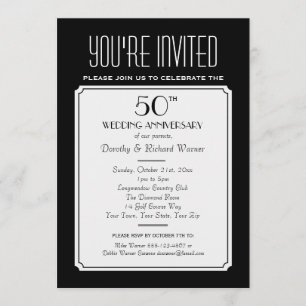 Invitación en negro de fiesta, reunión o evento 5x