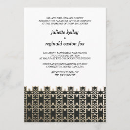 Invitación en negro y oro a Mills House Charleston