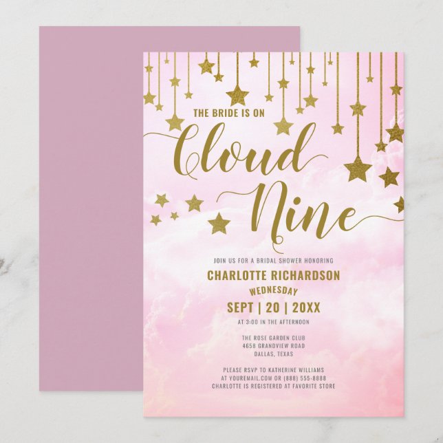 Invitación En Nueve Nubes Dreamy Pastel Una Ducha De Novias R (Anverso / Reverso)
