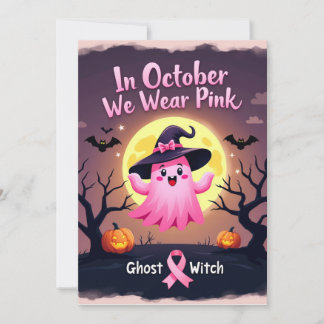 Invitación En Octubre Nos Vestimos De Rosa Bruja Fantasma Cán