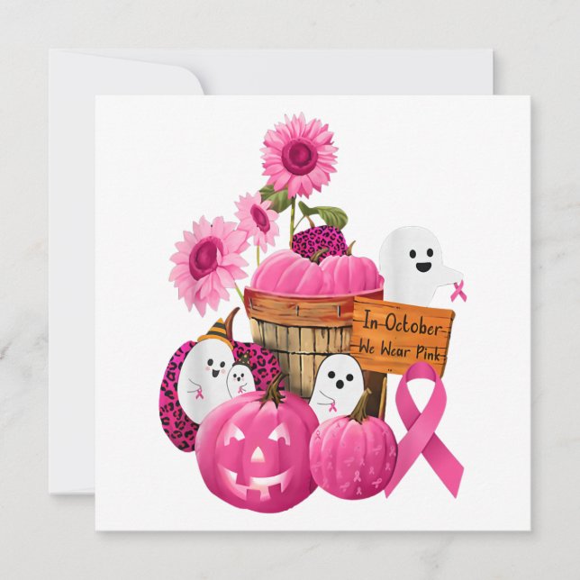 Invitación En Octubre Usamos Fantasmas Y Calabazas Rosa Para  (Anverso)
